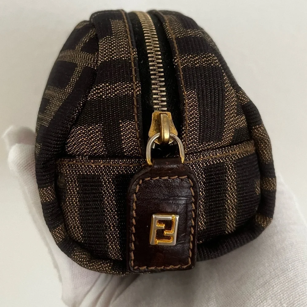 FENDI FF Zucca Monogram Cosmetic/Vanity Pouch Italy EUC Circa1980’s-1990’s